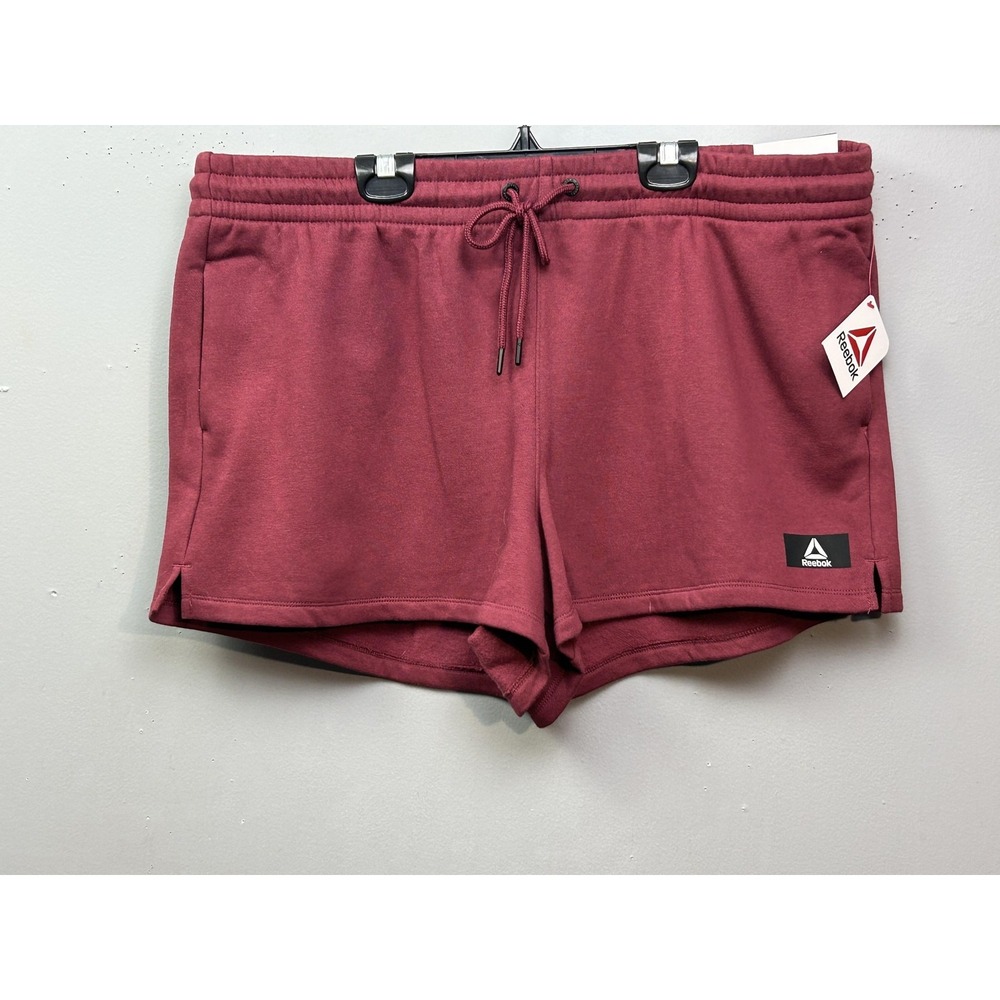 Reebok Shorts Womens 2XL Burgundy Relaxed Short Lounge Athletic Drawstring